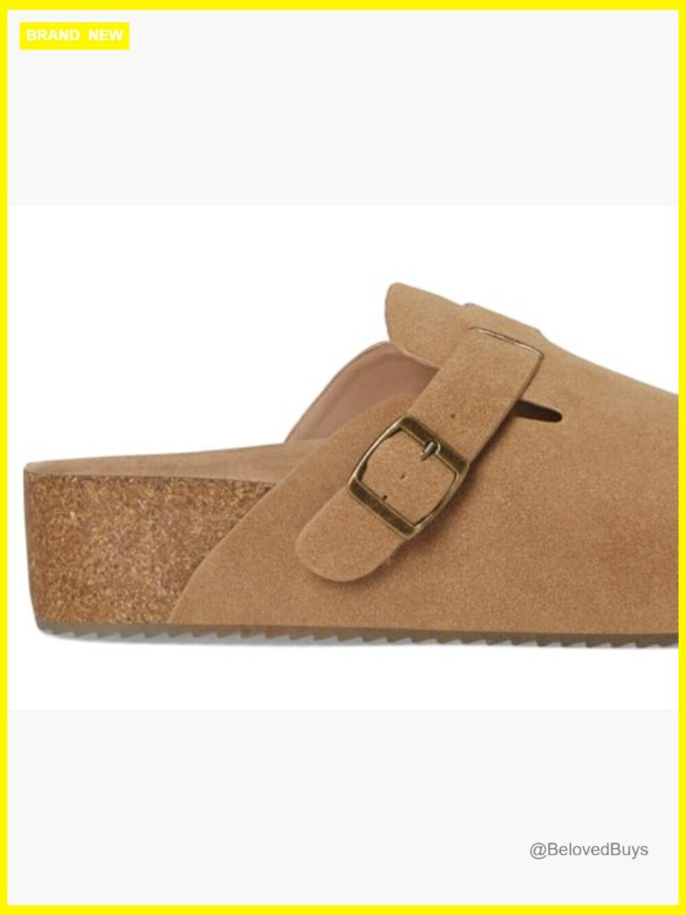 Faux Suede Cork Platform Mules with Buckle Detail - Picture 5 of 7